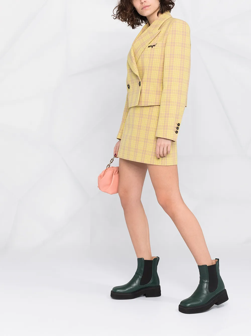 фото Msgm клетчатая юбка с завышенной талией