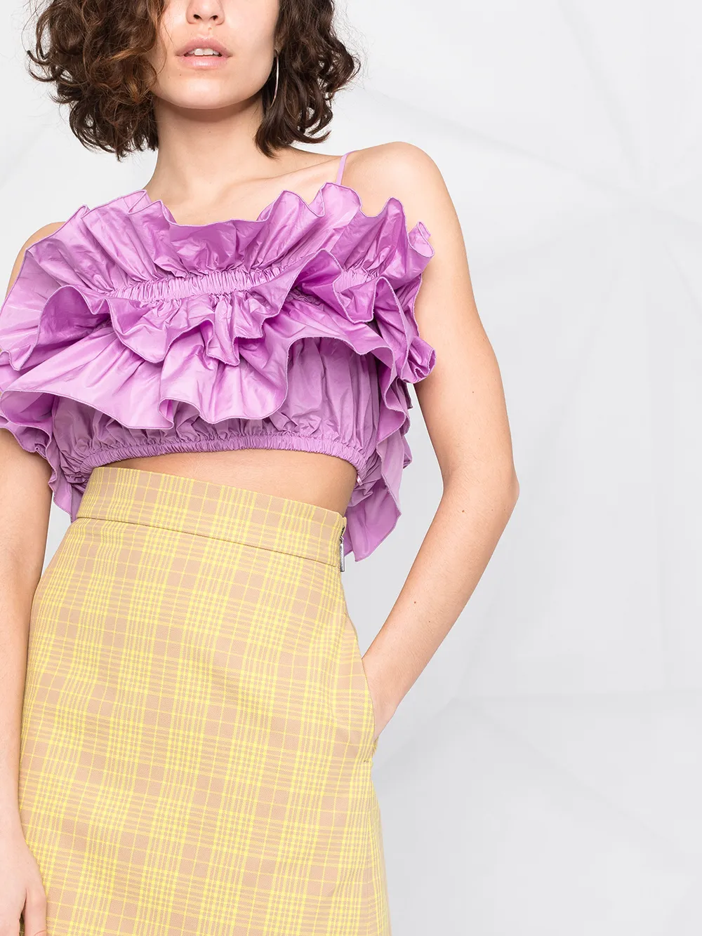 фото Msgm клетчатая юбка с завышенной талией