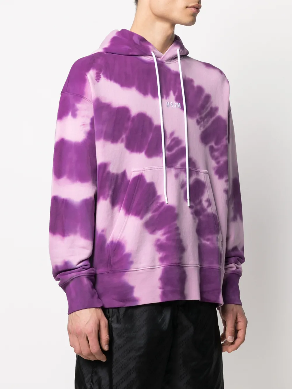 Msgm Tie Dye Cotton Jersey Sweatshirt Hoodie In Purple