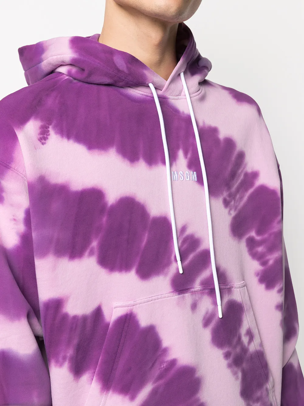 Msgm Tie Dye Cotton Jersey Sweatshirt Hoodie In Purple