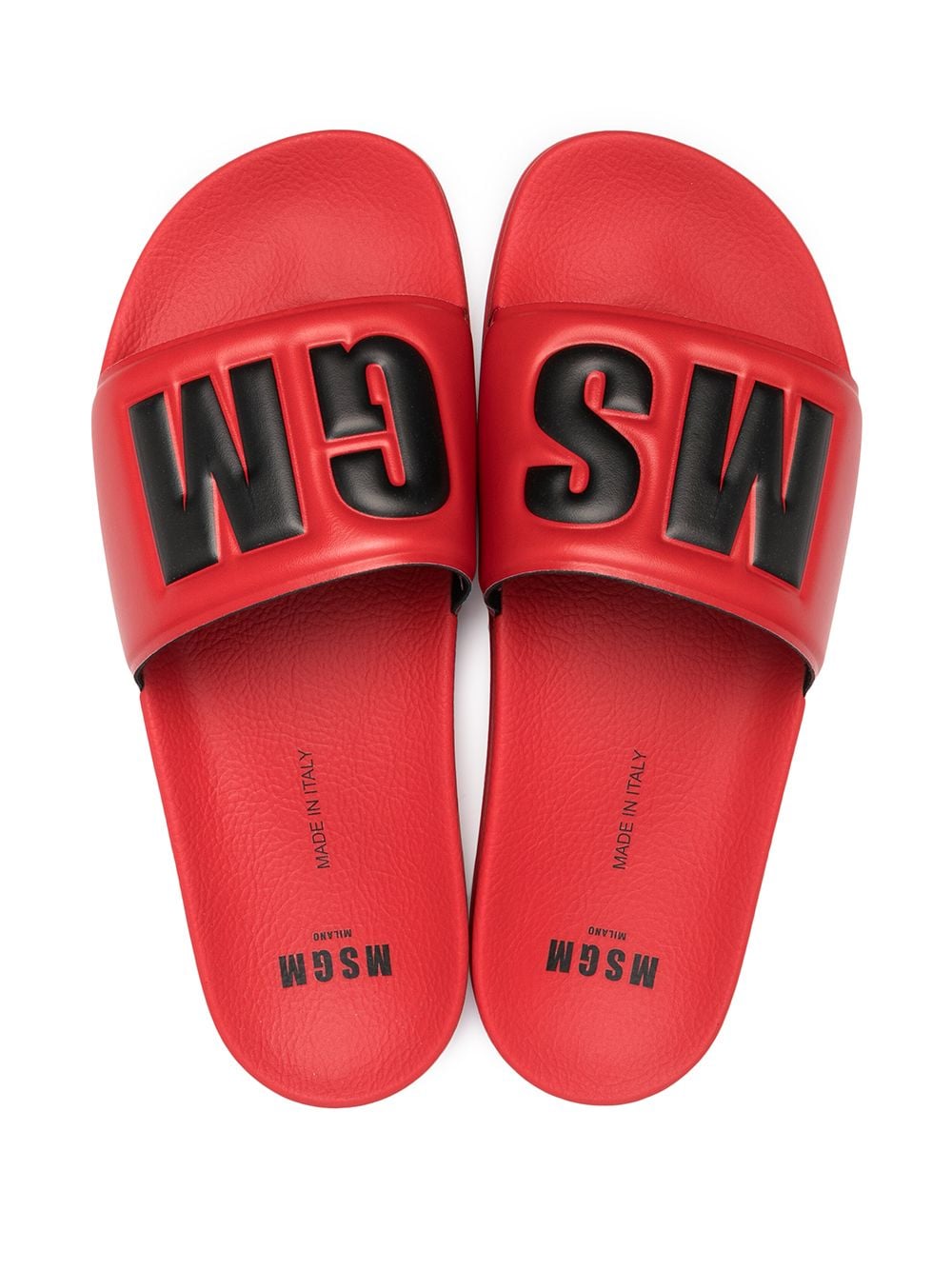 Shop Msgm Logo-print Pool Sliders In Red