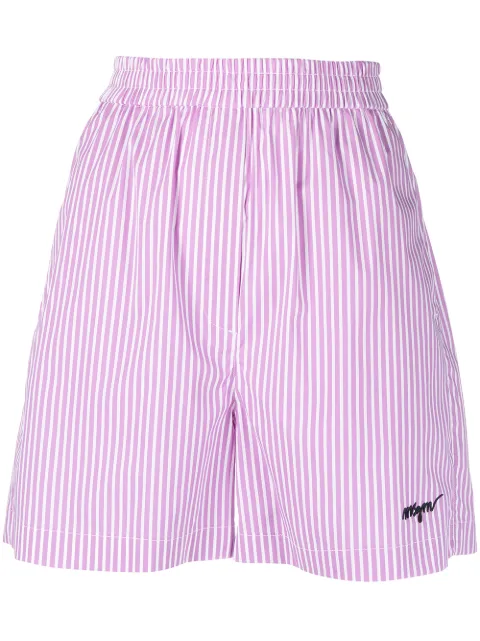 MSGM شورت مخطط بخصر مطاطي