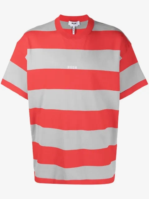 MSGM Gestreiftes T-Shirt mit Logo-Print