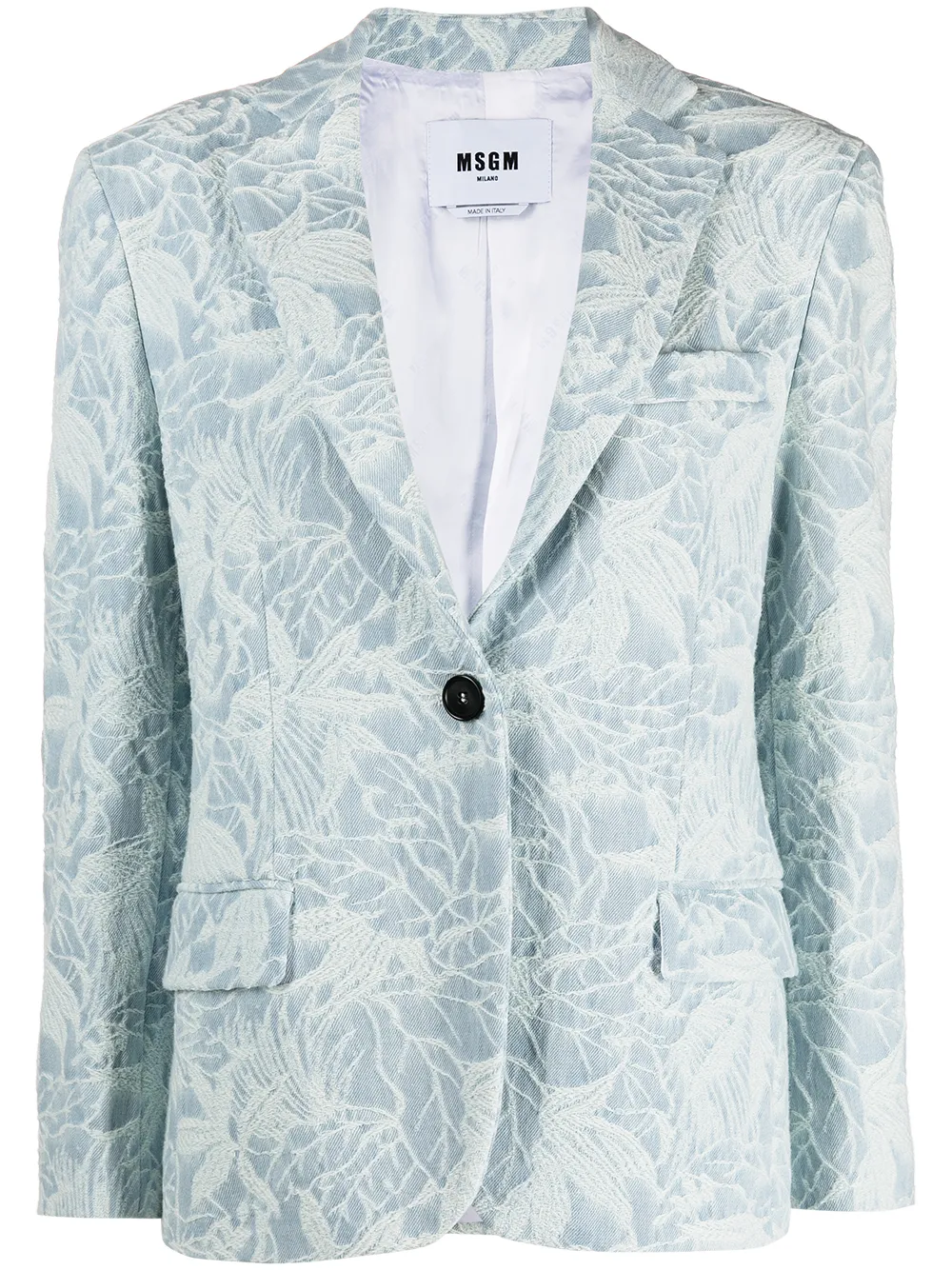 

MSGM floral-jacquard single-breasted blazer - Blue