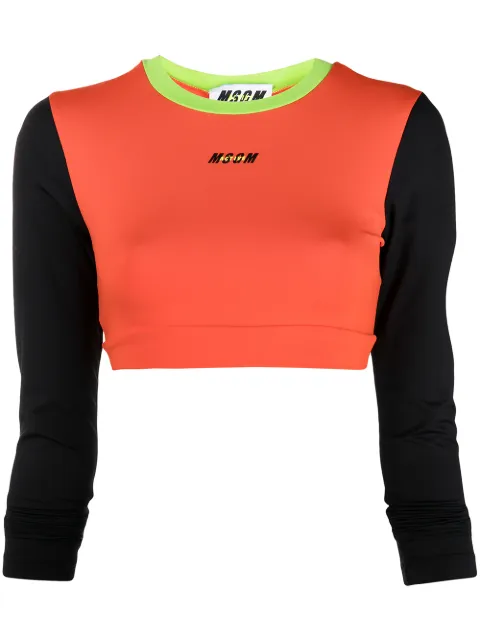 MSGM توب رياضي قصير متباين الألوان