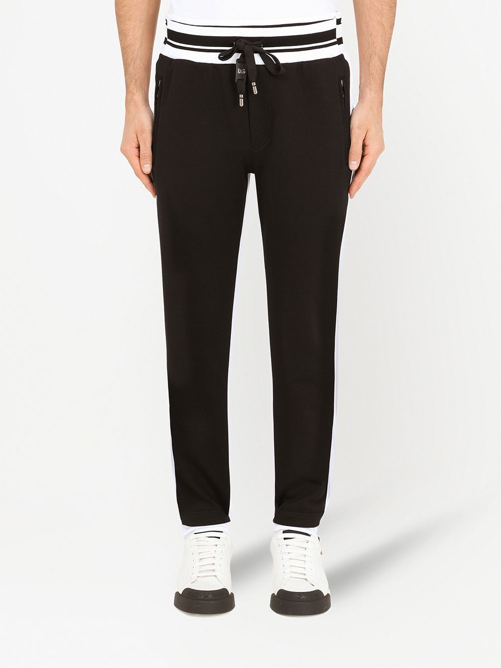 Shop Dolce & Gabbana Two-tone Track Pants In Black
