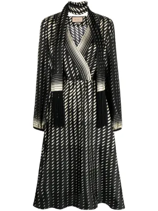 Gucci Printed wrap style Midi Dress Farfetch