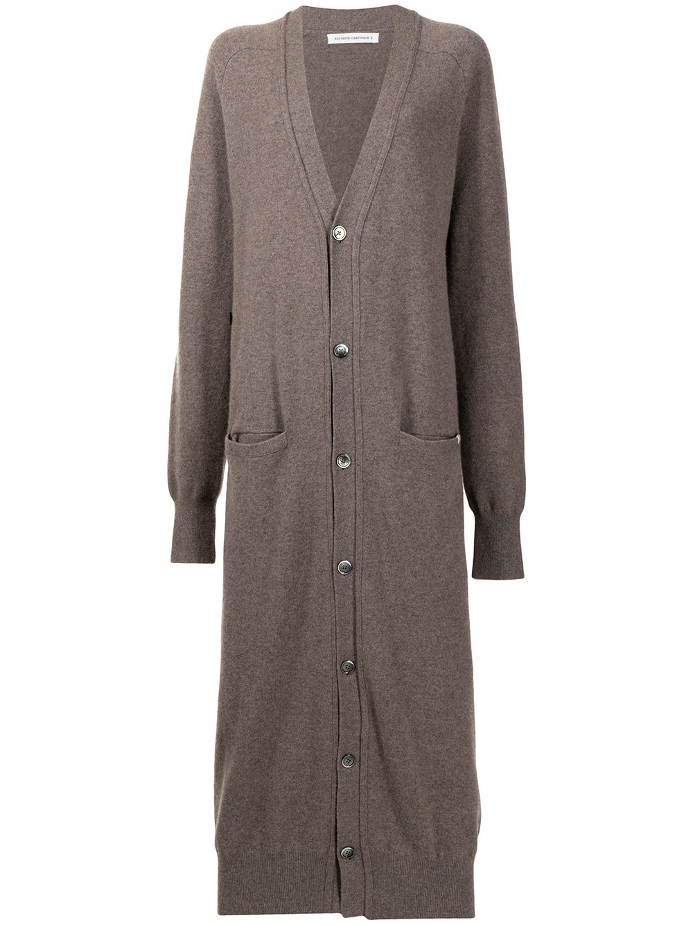 Extreme Cashmere Long Buttoned Cardi-coat In Grey