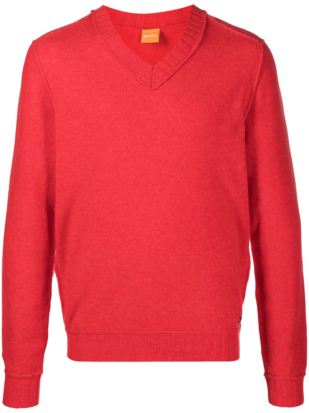 Hugo Boss V-neck Jumper In Red