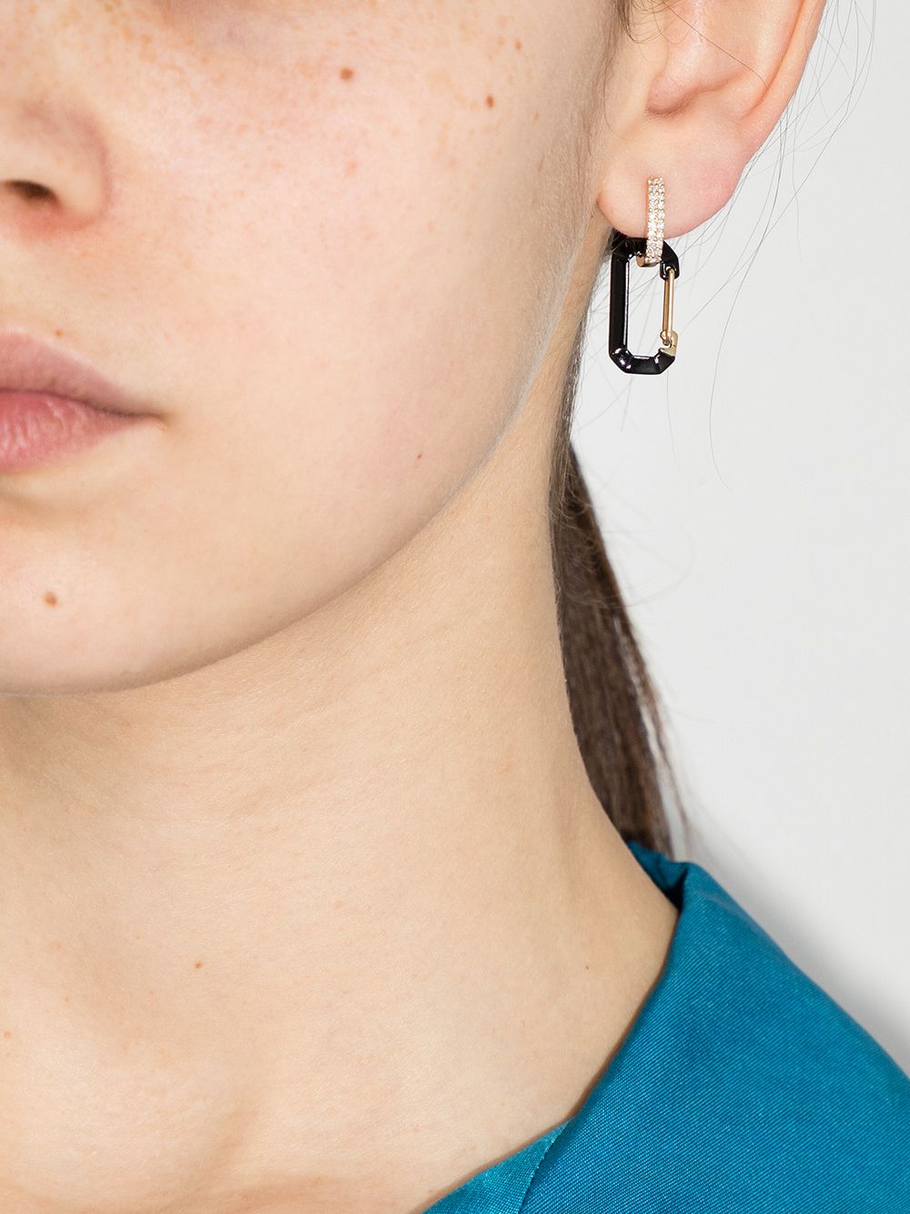 Shop Eéra Small Chiara Diamond-embellished Earring In Black