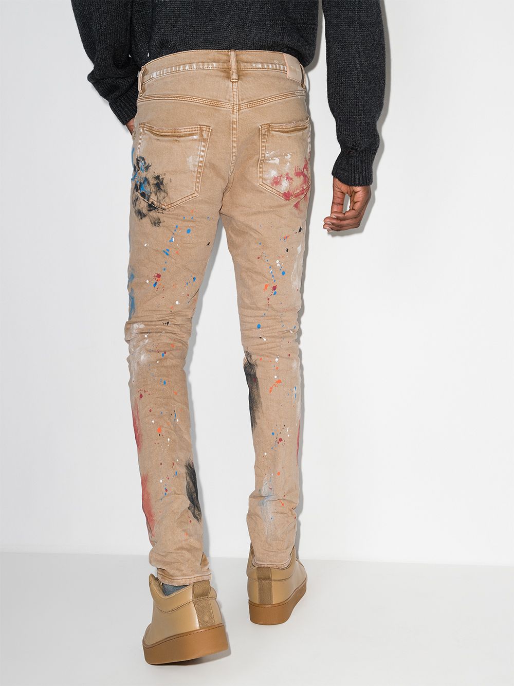фото Purple brand узкие джинсы с эффектом разбрызганной краски