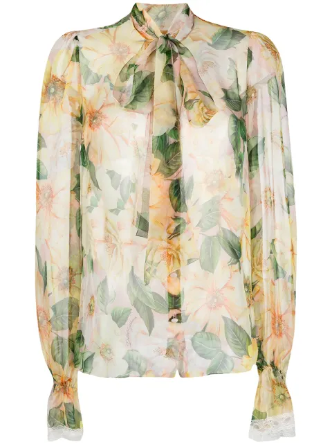 dolce and gabbana camellia print tulle
