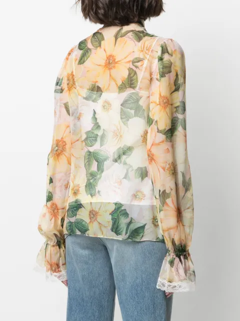 dolce and gabbana camellia print tulle