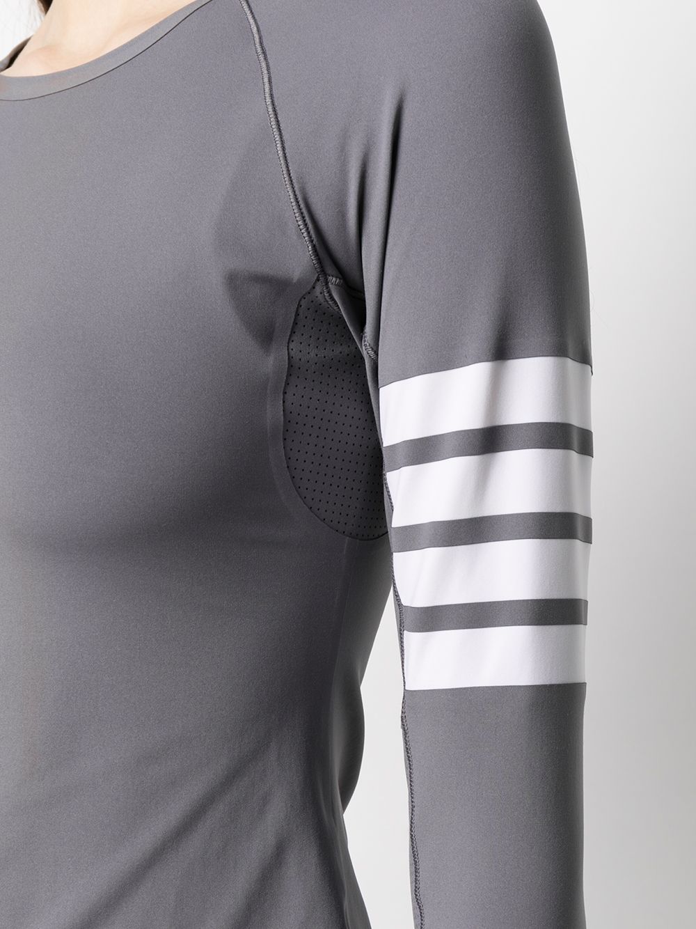 Shop Thom Browne 4-bar Compression Long-sleeve Top In Grey