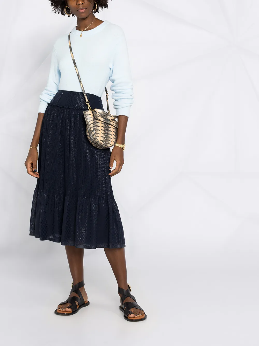 See by Chloé Midi-rok met ruches - Blauw