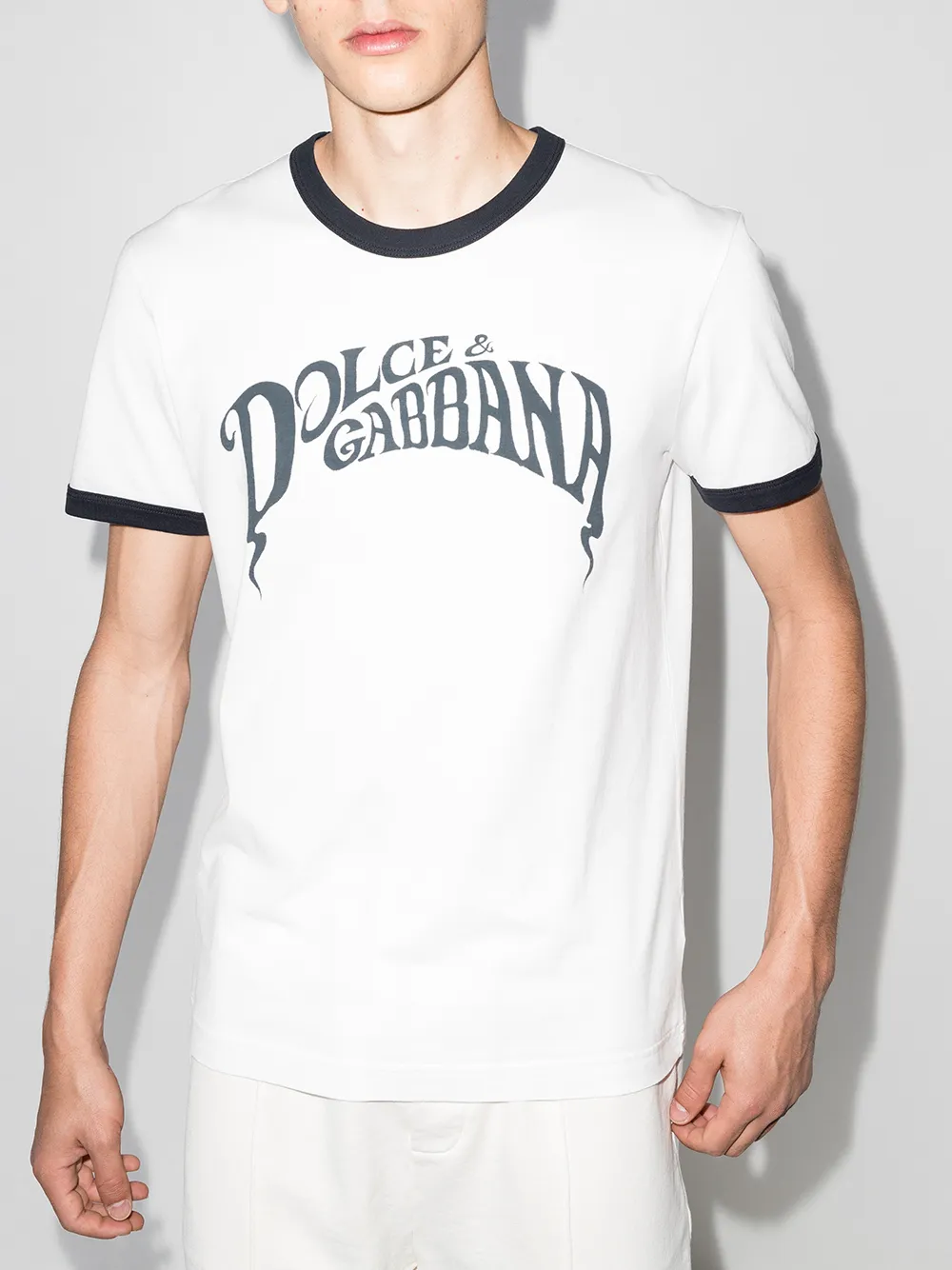 Dolce & Gabbana T-shirt met contrasterende afwerking - Wit