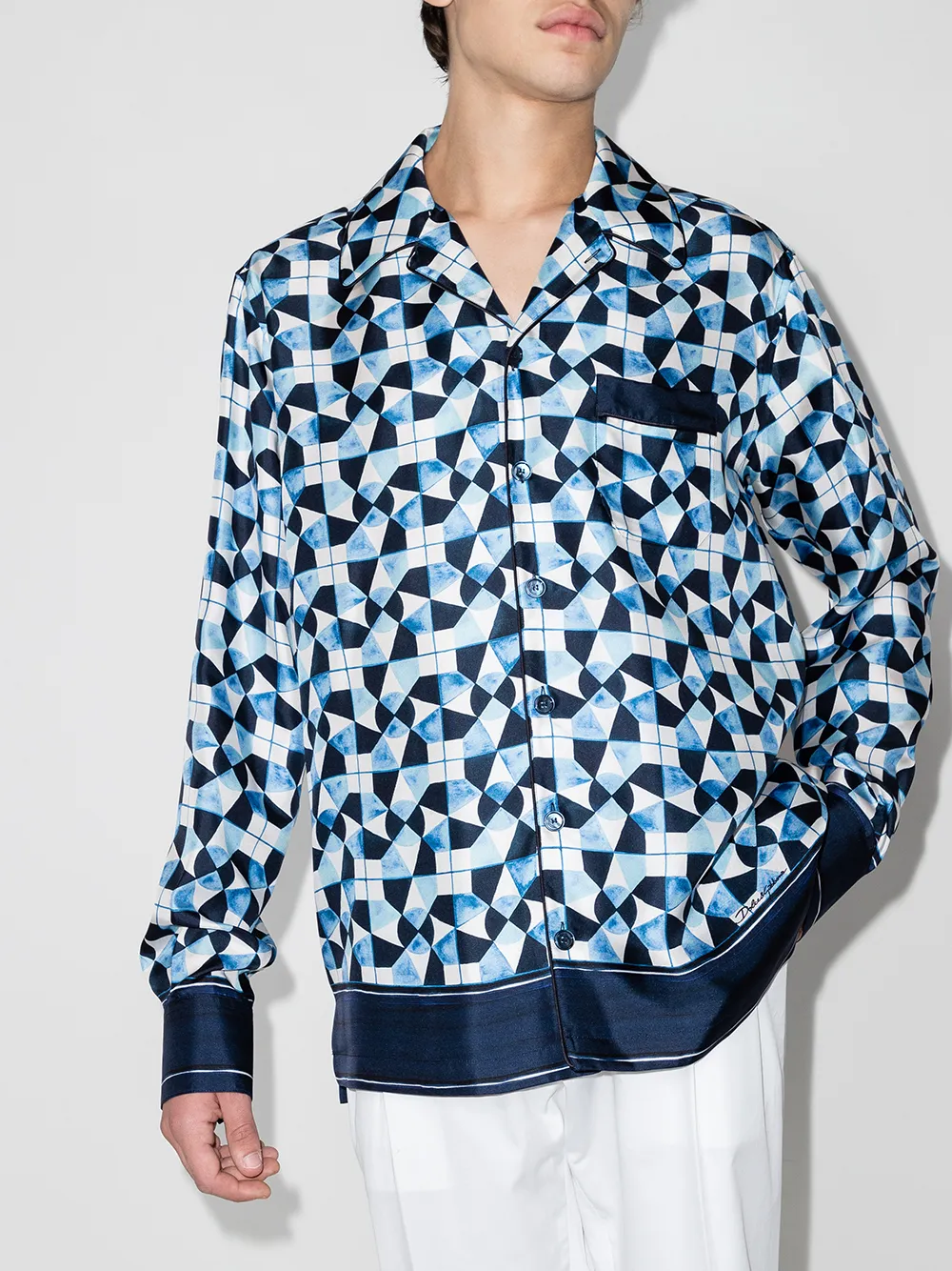 фото Dolce & gabbana пижамная рубашка с геометричным узором