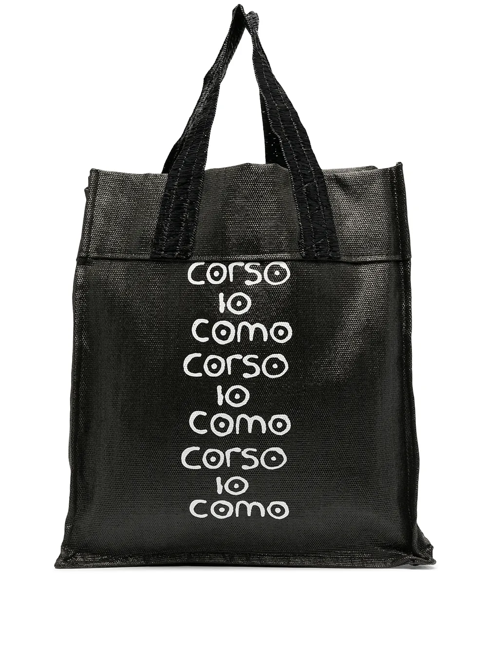 

10 CORSO COMO tote de rafia con logo - Negro