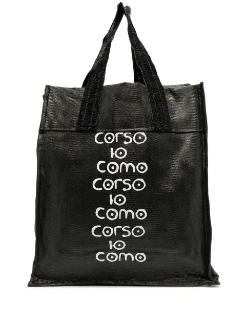 10 CORSO COMO logo-print raffia tote bag