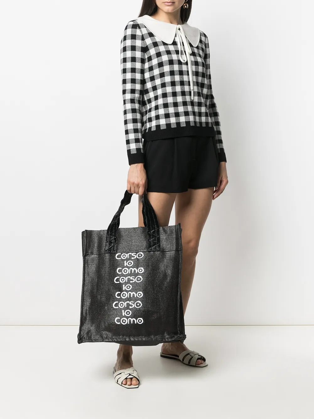 10 CORSO COMO logo-print raffia tote bag | Image 2