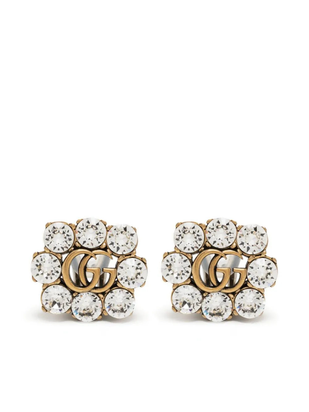 Gucci Double G Crystal Earrings Gold FARFETCH