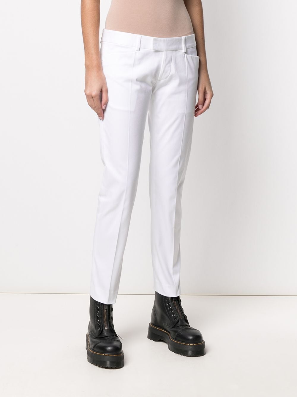 Shop Dsquared2 Slim-fit Low-rise Tapered Trousers In White