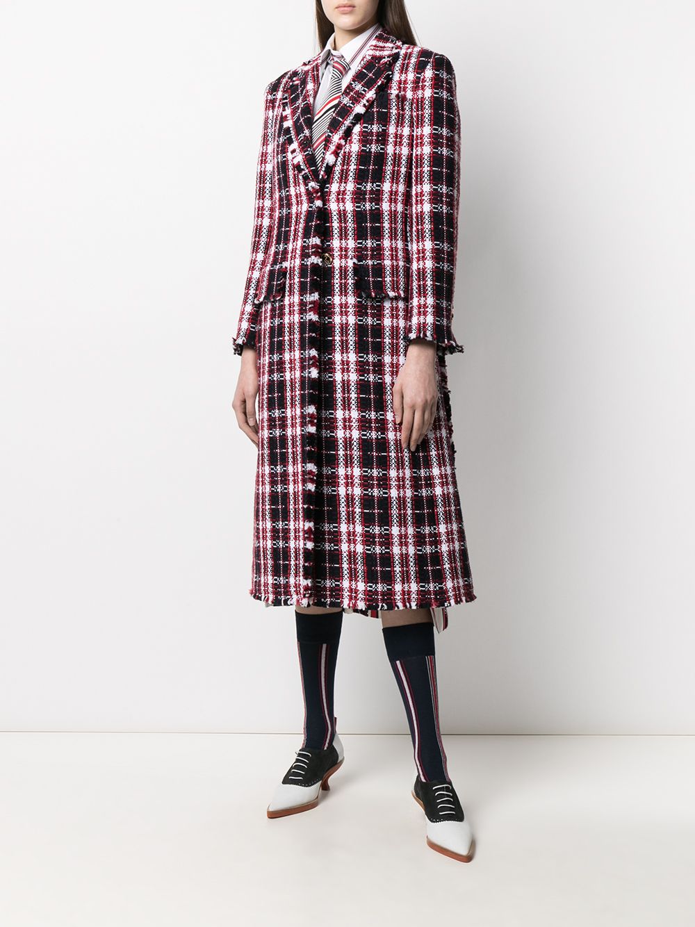 Thom Browne Tartan Tweed Overcoat - Farfetch