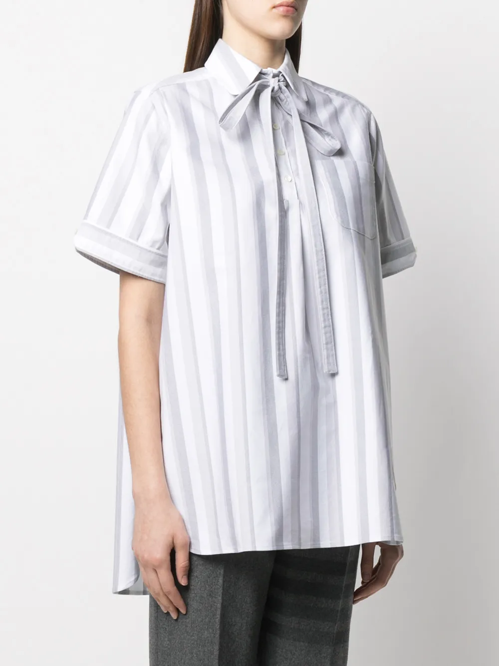 фото Thom browne рубашка в полоску с короткими рукавами