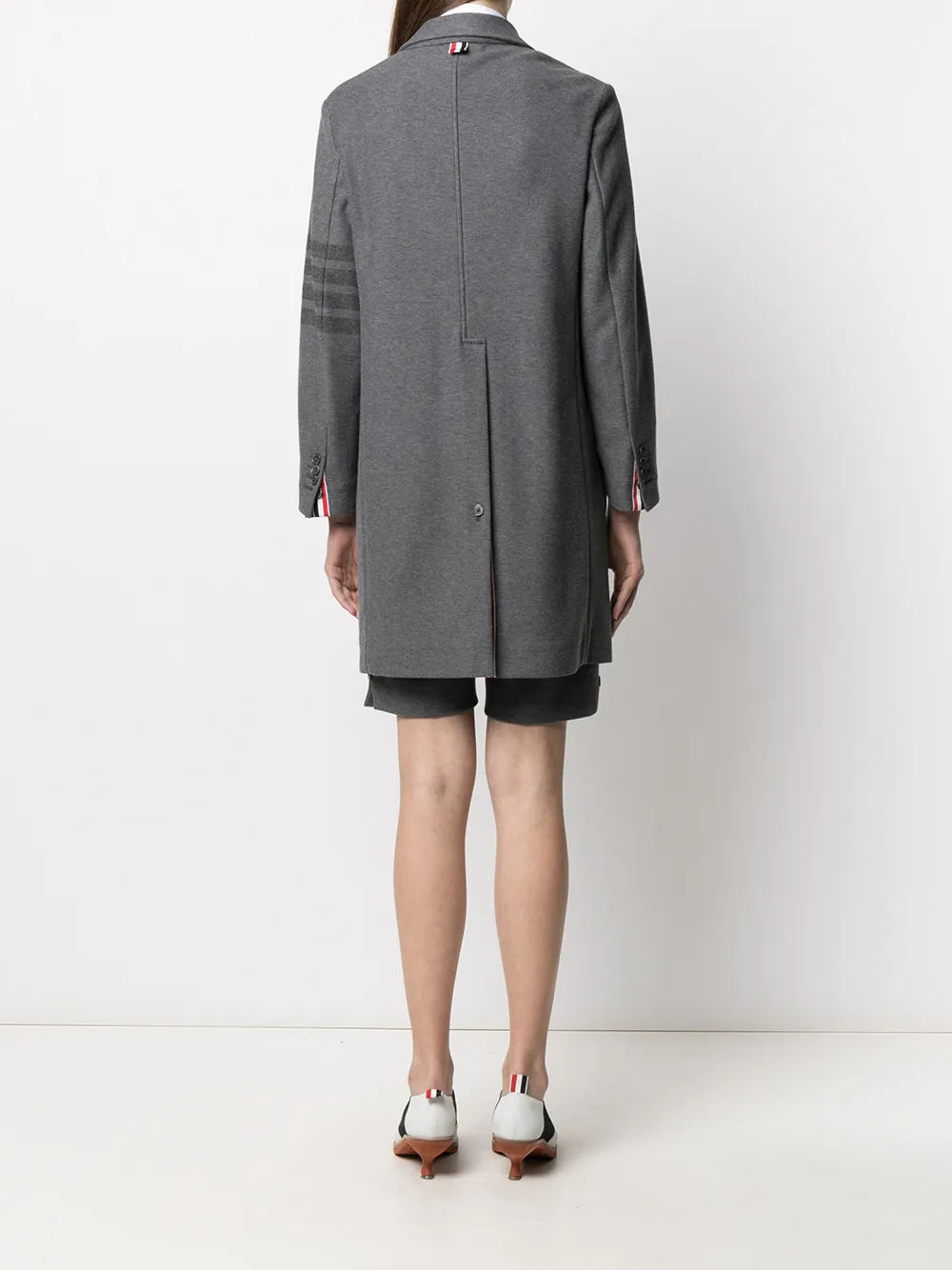 фото Thom browne однобортное пальто с полосками 4-bar