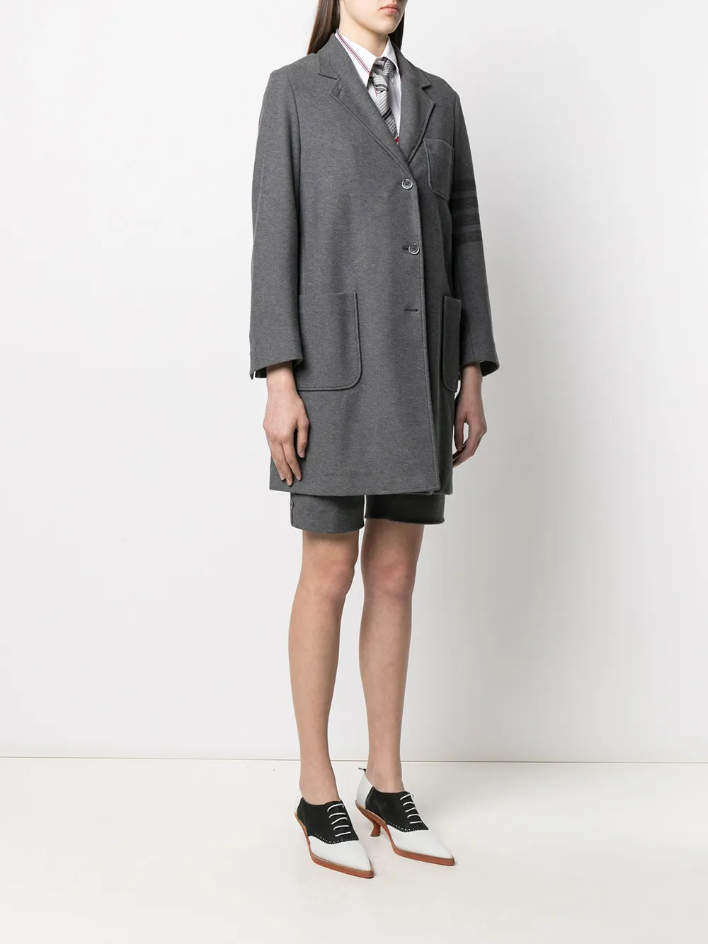 фото Thom browne однобортное пальто с полосками 4-bar