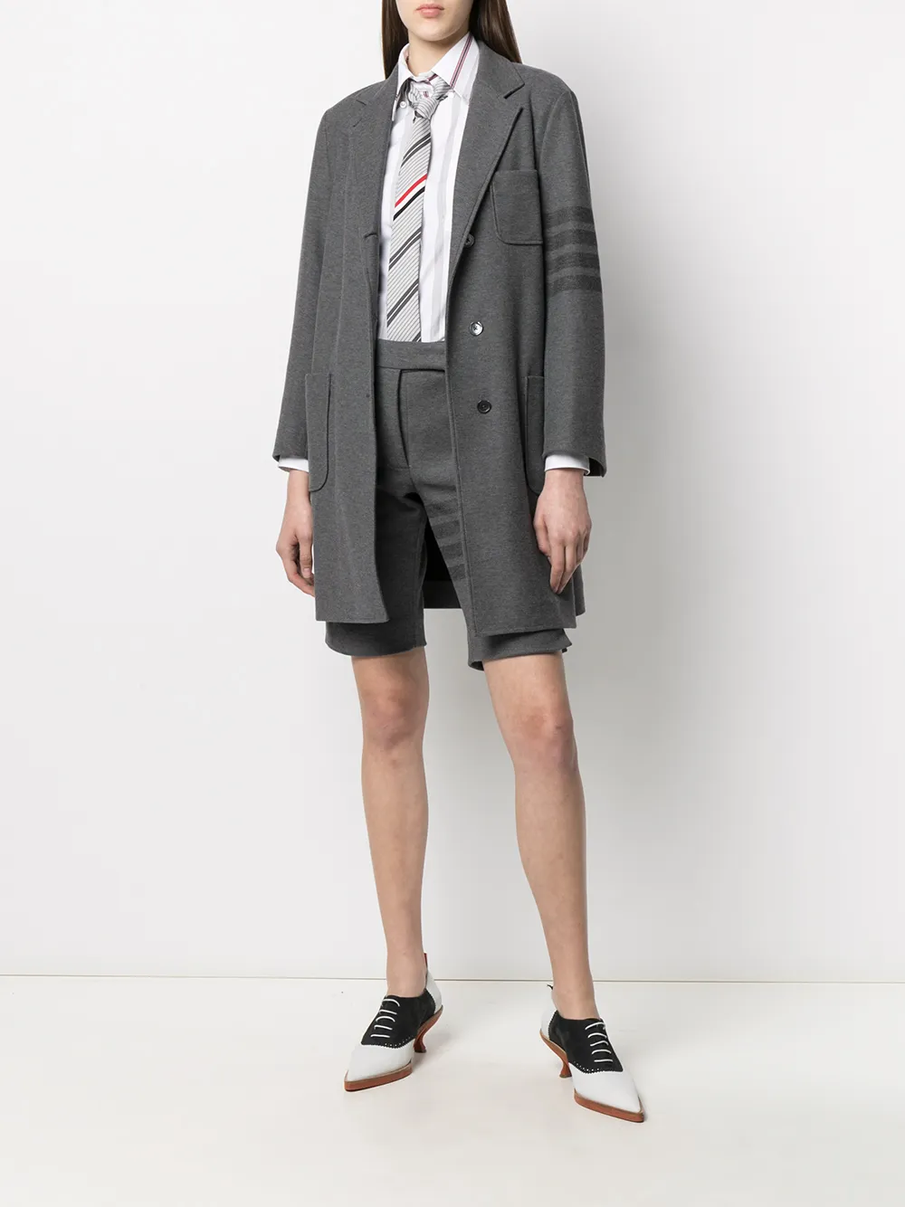 фото Thom browne однобортное пальто с полосками 4-bar