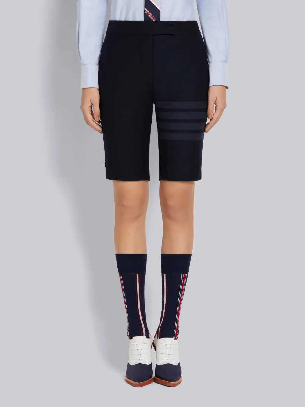 Thom Browne 4-bar Stripe Twill Shorts In Blue