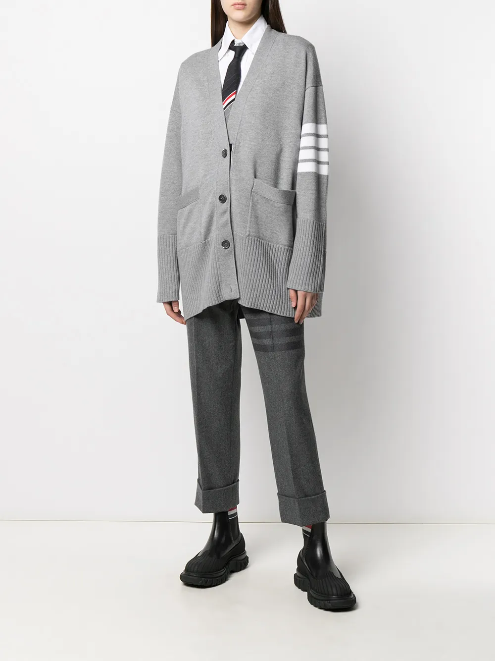 Thom Browne oversized 4-Bar stripe cardigan | Cardi-Coats | Image 2