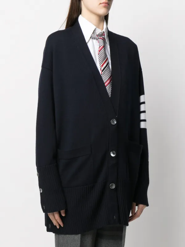 Thom Browne Oversized 4-Bar Stripe Cardigan | Blue | FARFETCH BH