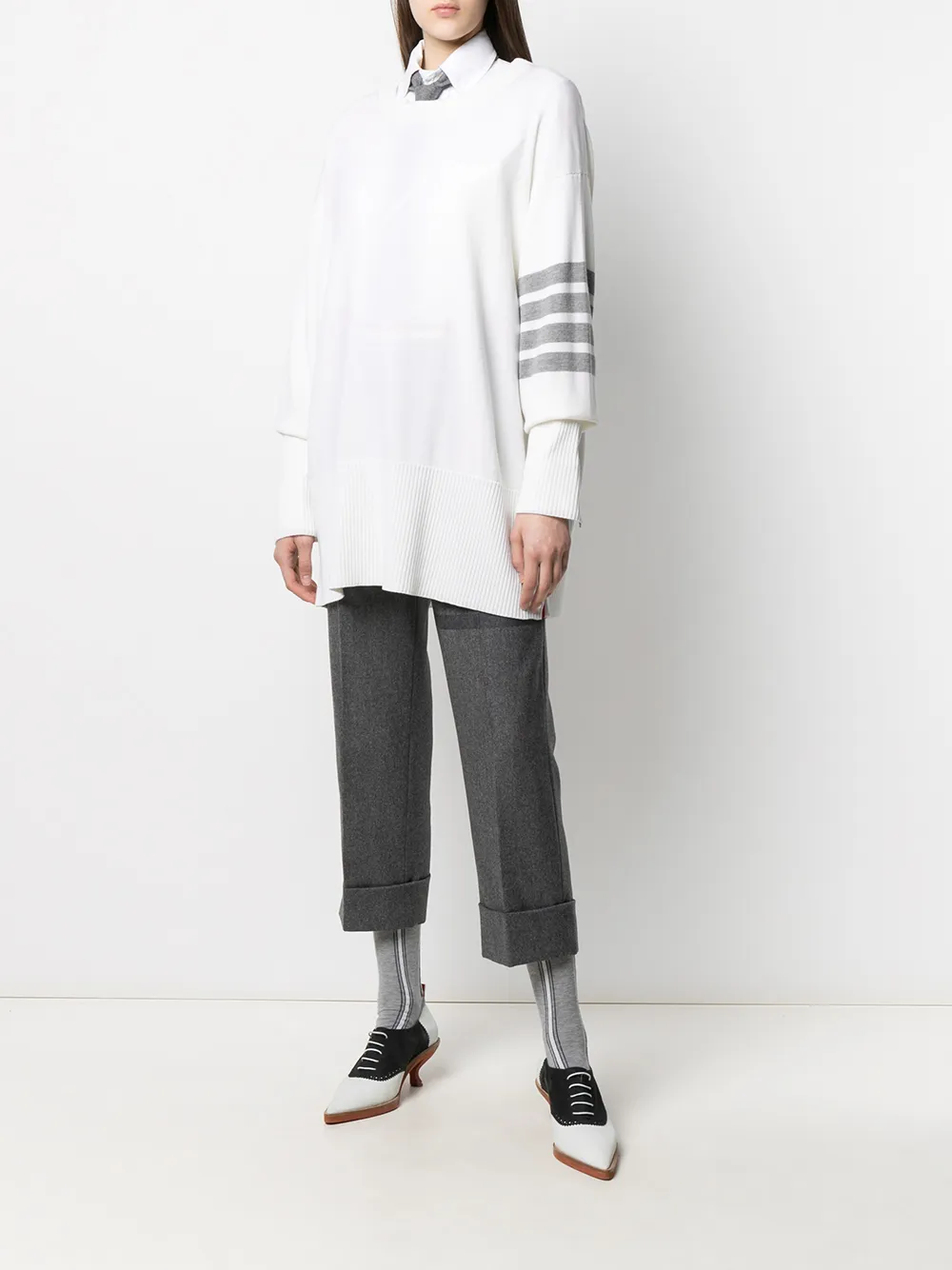 Thom Browne Trui met vier strepen - Wit