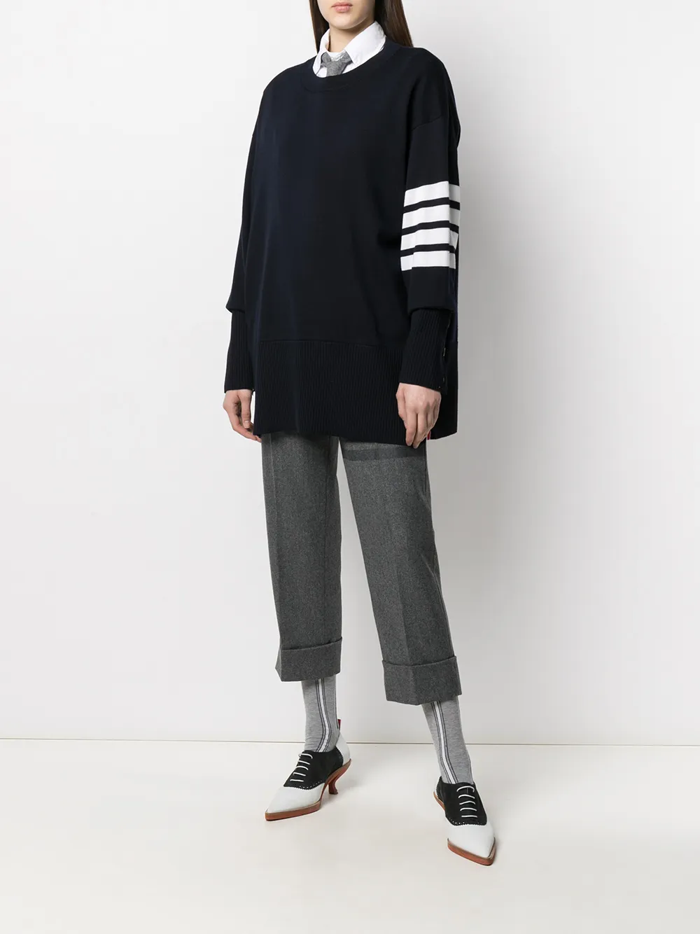 Thom Browne Trui met vier strepen - Blauw
