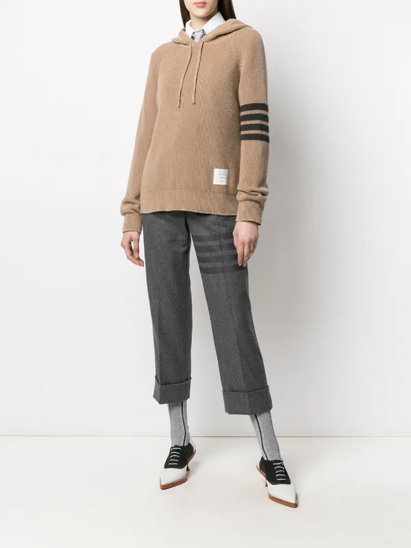 Thom Browne 4 Bar Garment Dye Half Cardigan Stitch Hoodie Farfetch