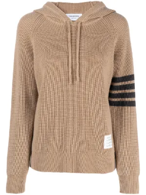 Thom Browne 4 Bar Garment Dye Half Cardigan Stitch Hoodie Farfetch