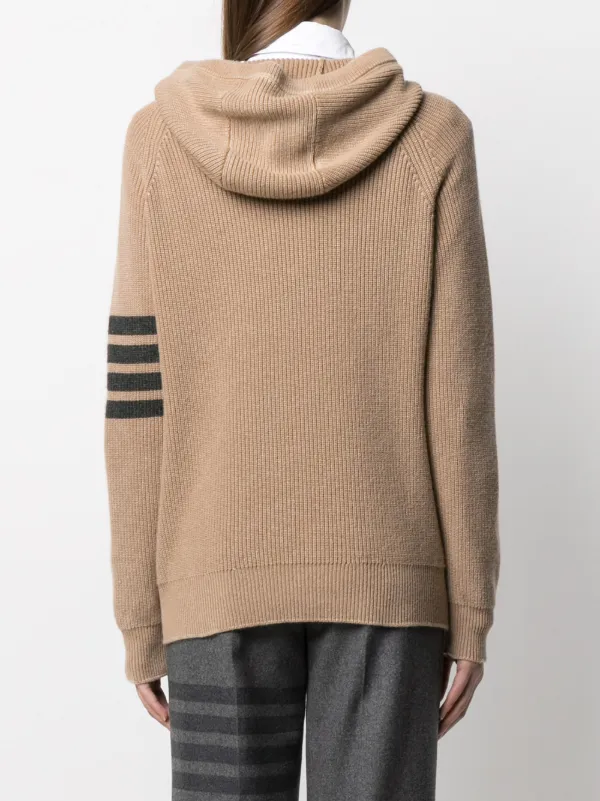 Thom Browne 4 Bar Garment Dye Half Cardigan Stitch Hoodie Farfetch