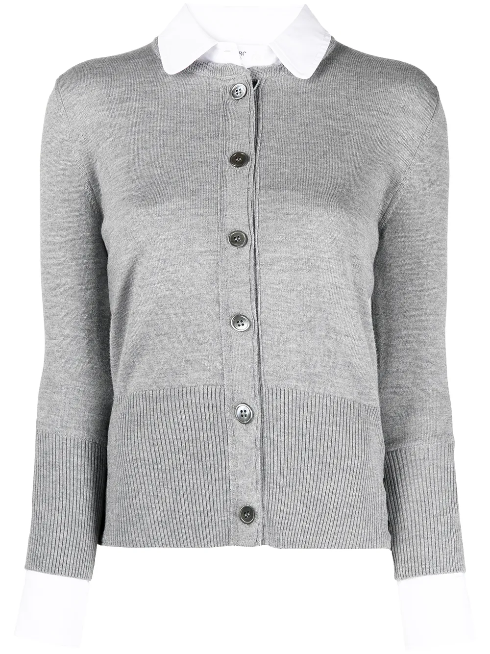 

Thom Browne crew neck cardigan-shirt combo - Grey