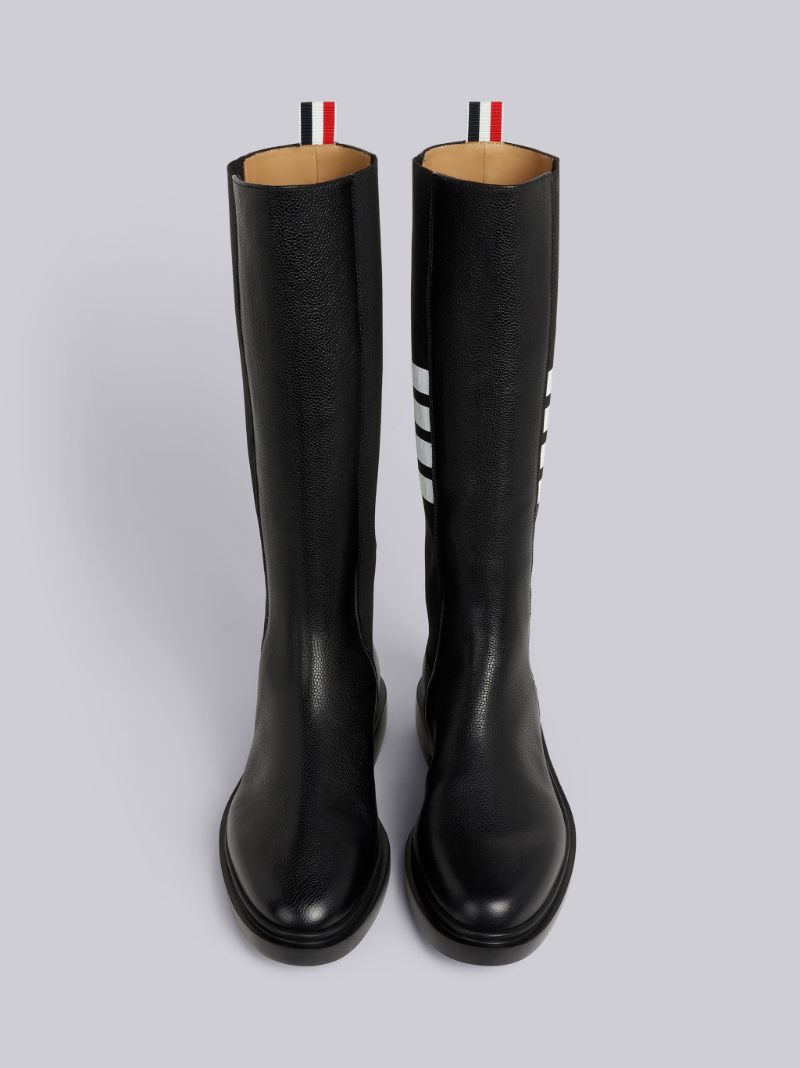 Black Pebble Grain Leather 4-Bar Lightweight Rubber Sole Knee High Chelsea  Boot | Thom Browne Official