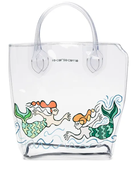 10 CORSO COMO large mermaid-print transparent tote bag