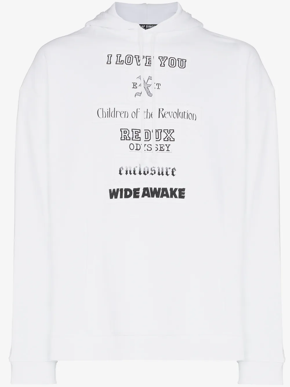 Raf Simons 체스트 프린트 후드 스웨트셔츠 | 화이트 | Image 1