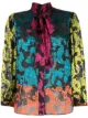 Image 1 of Alice+Olivia Jeannie pussy-bow flocked blouse