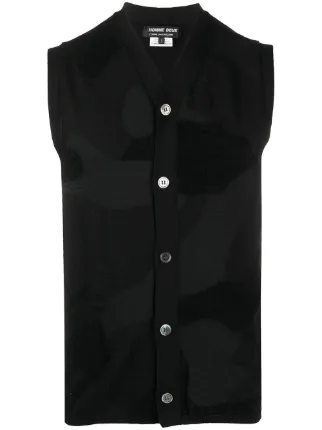 Shop Black Comme Des Garcons Homme Deux Sleeveless Camouflage Cardigan With Express Delivery Farfetch