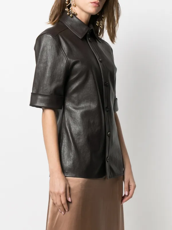short sleeve leather shirt