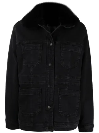 LIU JO faux fur collar denim jacket 