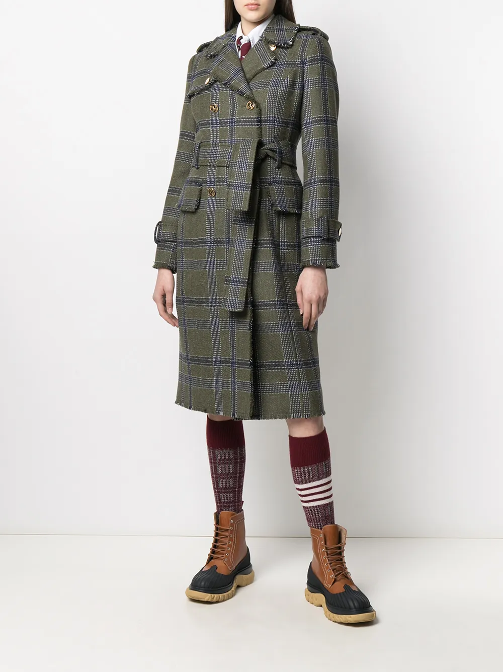 Thom Browne madras check Trench Coat Farfetch