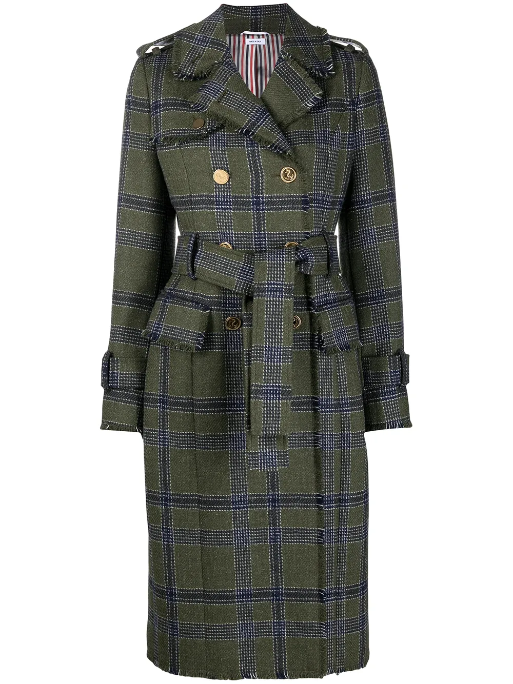 

Thom Browne madras-check trench coat - Green