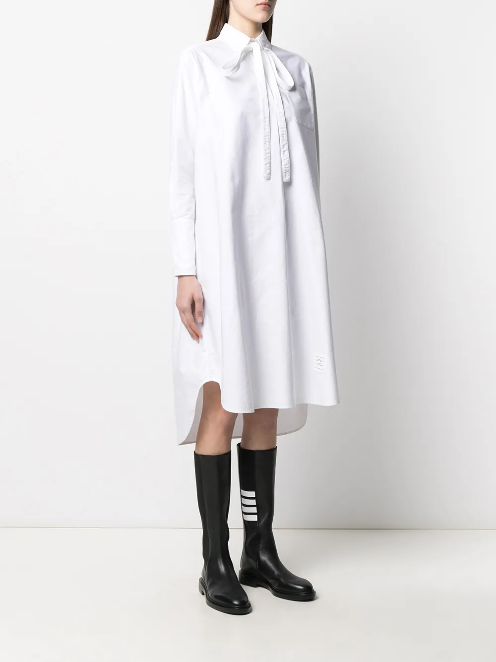 фото Thom browne платье-рубашка с длинными рукавами и завязками